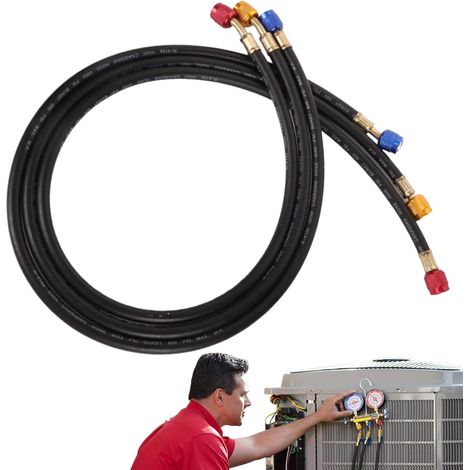 Tuyau de charge CVC, tuyaux de charge pour réfrigérant AC Kit de remplissage de réfrigérant de voiture CVAC Outil d'entretien de climatisation de conception filetée pour camping-, camions, (1/5)