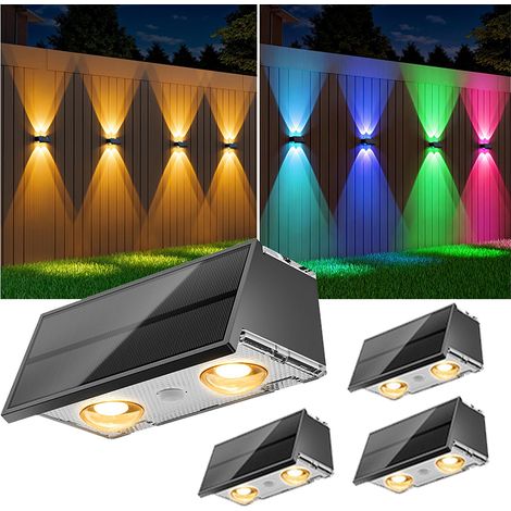 Set of 4 Outdoor Solar RGB Wall Sconces – Up-and-Down Garden Lighting, Waterproof Wall Lights (1/5)