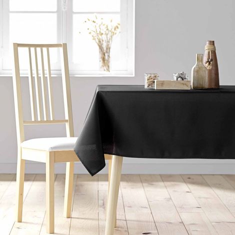 Douceur D'Intérieur – Nappe rectangulaire antitache 140x250 cm – Polyester uni noir – Lavable en machine – Résistante aux taches et à l'usure (1/8)