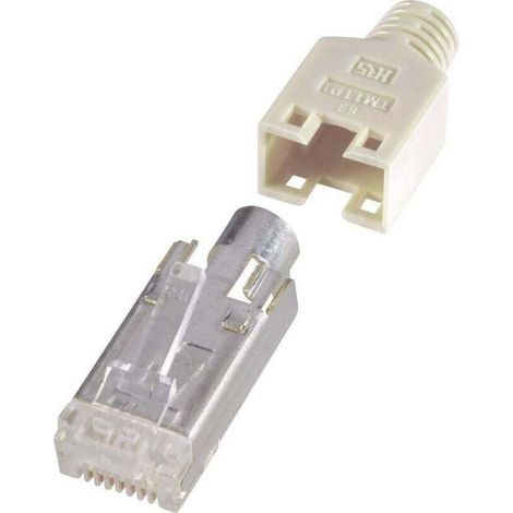 Connecteur RJ45 blindé CAT5e – 8P8C, droit, couleur beige, lot de 10 pièces – Référence H9540.1-10 (1/2)