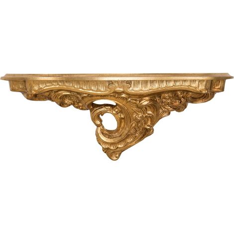 Wandregal aus Holz mit antikiertem Blattgold Finish L19XPR19XH52 cm. Made in Italy