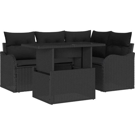 Maison Exclusive - Juego de comedor para exteriores 5 pcs Negro P