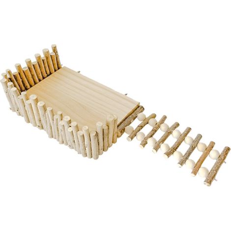 Plateforme d'escalade pour Hamster, Aire de Jeux en Bois avec clôture pour Petits Animaux, idéale pour Les Hamsters, Les gerbilles, Les écureuils et Les Oiseaux (Type à vis) (1/5)