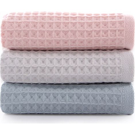 3-teiliges Handtuchset: Waffelhandtuch, Badetuch, Handtuch, Gästehandtuch, Duschhandtuch, Saunahandtuch (34 x 74 cm). – Crezuo