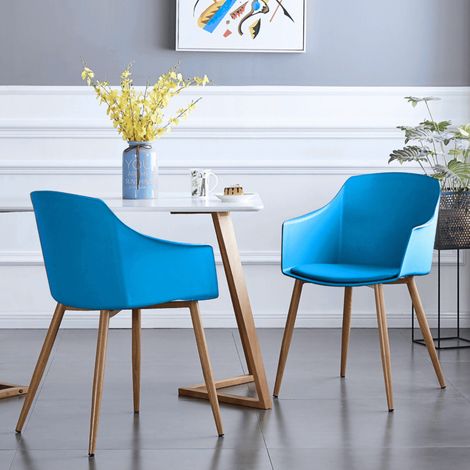 Dallas Eden Dining Set - a White Wooden Dining Table and Set of 4 Blue Wooden Dining Chairs - Dining Room Kitchen (1/5)