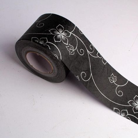 CSPARKV 1 volumen Papel pintado de flores en blanco y negro Frisos 10 X 500cm Moldura de pared Adhesivo de pared Adhesivo de pared Zócalo de PVC