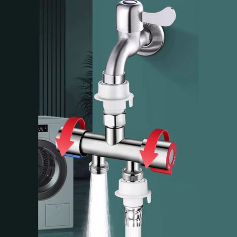 Válvula distribuidora de 2 vías G1/2 fabricada en acero inoxidable 304 con control dual preciso para lavadora y riego de jardín. (1/5)