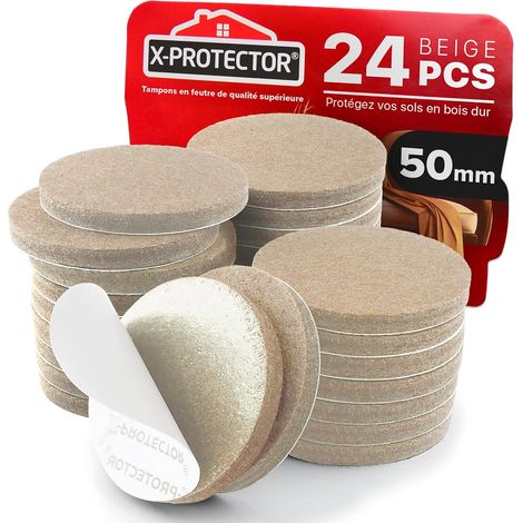 24 - Patin Feutre - Patin Meuble - Auto-Adhésif Pour Sols Bois Et Carrelage Beige 50x50mm (1/5)
