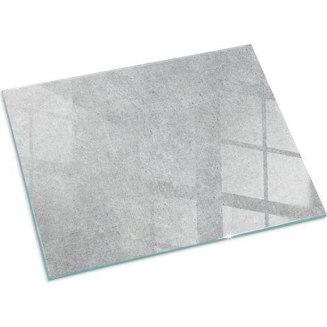 Plaque Rectangulaire en verre Cheminée Protecteur de Sol Sous la Cheminée Verre Trempé Protection Thermique Texture béton brut 80x60 cm (1/5)