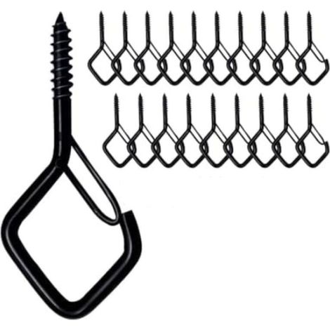 Set mit 20 Edelstahl-Schraubhaken mit Sicherheitsverschluss, Wandhaken, Deckenhaken, schwarze Schraubhaken, kann sein (1/4)
