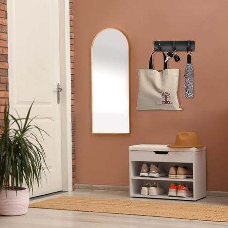 Porte-manteau Mural Flottant avec 3 Crochets Pliables en Métal, Crochets Rétractables pour Manteaux, Chapeaux, écharpes et Parapluies