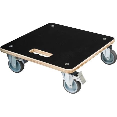 Tablette a roulettes pour plantes - NATURE - Chariot a plantes carré - Bois noir - 38x38 cm - Charge 250 kg