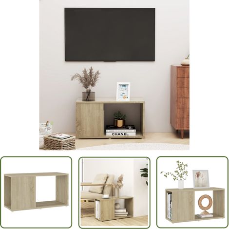 The Living Store Meuble TV Chêne sonoma 60x24x32 cm Bois d'ingénierie - Meuble Tv - Meuble Salon - Rangement Tv - Support Tv - Bibliothèque Murale (1/5)