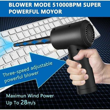 Soffiatore ad aria secca, potente aspirapolvere elettrico, batteria ricaricabile da 6000 mAh, soffiatore ad aria a tre velocità da 51000 giri/min per computer, auto, alternativa alla bombola di aria c (1/4)