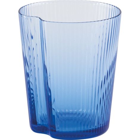 Set 6 Bicchieri Handy Tumbler in Vetro Soffiato Bluino, Design Ergonomico Impilabile con Superficie a Solchi Verticali per un Uso Quotidiano Versatile
