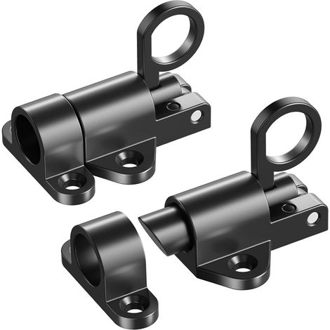 Automatique Verrou de Porte, Loquet à Ressort Loquet de Porte Verrouillage de porte à ressort Verrouillage de boulon élastique Boulon à Rebond pour les Fenêtres Portails (Black - 2Pack)