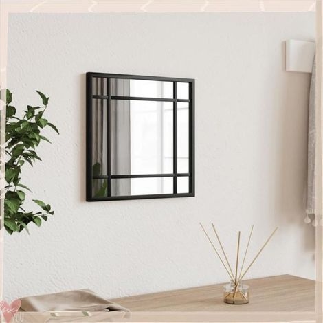 358632 Miroir mural noir 30x30 cm carré fer (1/5)