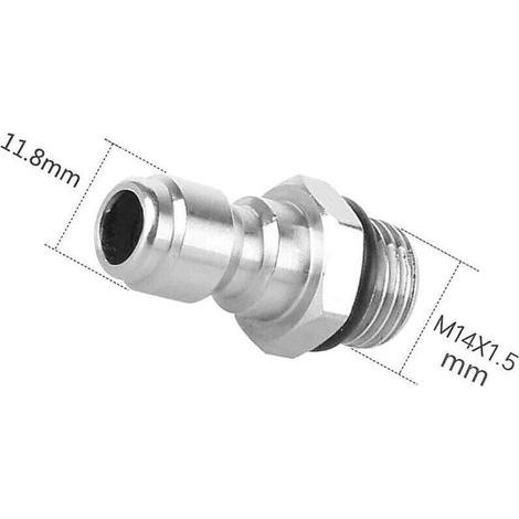Raccord Rapide 1/4 Pouces (14 mm) Mâle pour Pulvérisateur de Savon et Lance à Mousse de Neige pour Nettoyeur Haute Pression – Acier Inoxydable (1/5)