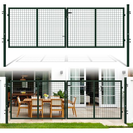 TolleTour Doppelflügeltor Einfahrtstor Gartentor Tore Hoftor verzinkt 300cm x 100cm Grün Doppelflügel - inkl. Schloss, Schlüsseln Gartenpforte Zauntor