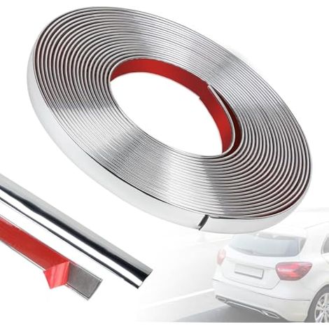 Bande Chromée Autocollante Garniture Voiture 10mm × 8m, Argent (1/5)
