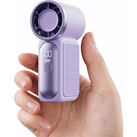Ventilateur portable main USB rechargeable 6 vitesses LED affichage mini ventilateur personnel voyage extérieur été violet (1/5)