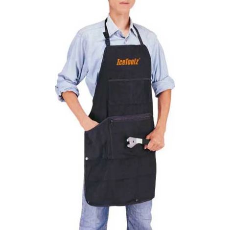 Delantal de taller icetoolz c155 gran bolsillo doble cremallera