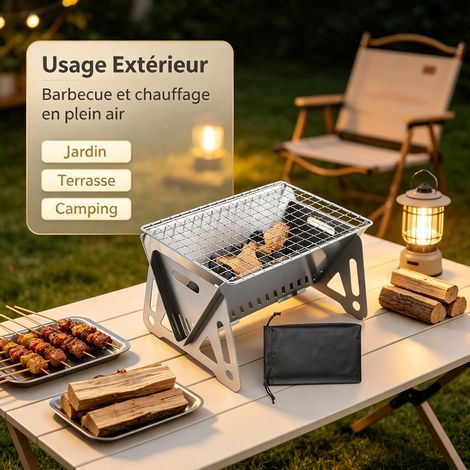 Barbecue Pliant Inox Naturel 28.5 x 18.5 x 13 cm - Four de Camping et Chauffage (1/4)