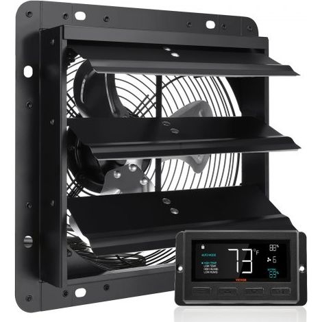 Abluftventilator, 254 mm, Temperatur-Feuchtigkeitsregler, EC-Motor, 843 CFM, Wandlüfter mit Geschwindigkeitsregelung zur Wandmontage, Belüftung und Kühlung für Gewächshäuser, Garagen, Schuppen (1/5)