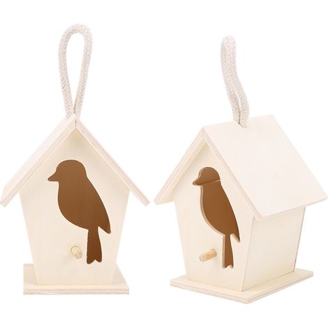 Lot de 2 nichoirs suspendus en bois pour l'extérieur, décoration de jardin. (1/5)