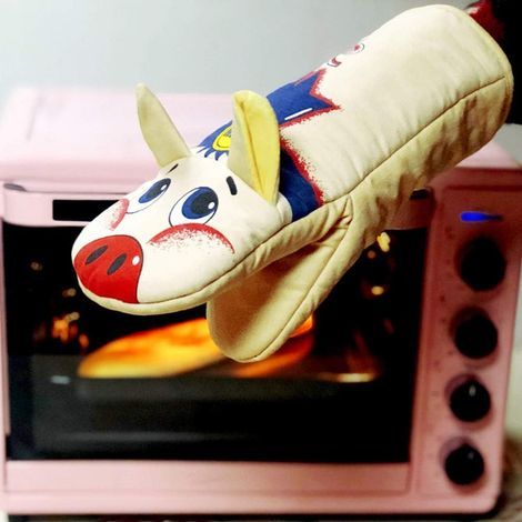 1 niedlicher Schweinchen-Ofenhandschuh, rutschfest, hitzebeständig, mikrowellengeeignet