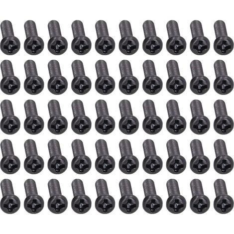 50 pièces Vis à métaux tête cylindrique M3x12, filetage complet, acier zingué noir, fixation DIN 7985