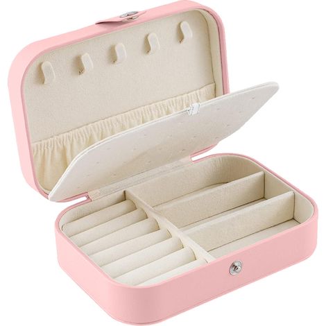 1 Boîte à bijoux, cuir, double compartiment, velours, voyage femme (1/5)
