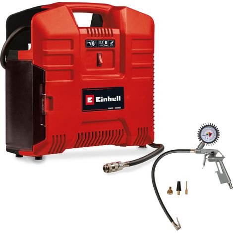 Einhell Akku-Koffer-Kompressor TE-AC 36/8 Li OF Set-Solo Power X-Change (36 V, max. 8 bar, ölfrei, Ansaugleistung 130 l/min, inkl. 3-tlg. Adapter-Set, ohne Akku & Ladegerät)