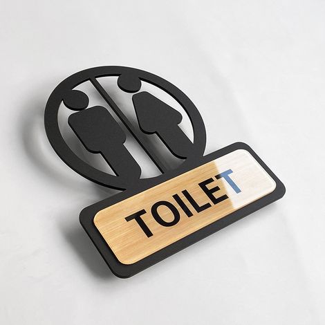 Signe de toilette de symbole d'hommes et de femmes, panneau de porte de toilette de nombre acrylique, signalisation de salle de bains de maison de Wc, hommes femmes autocollant mural plaque d'indicati