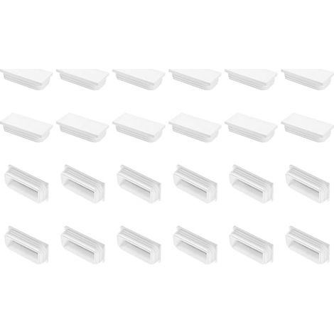 Rectangular Plastic Flap Stoppers, 80 x 40 mm for Rectangular Tubes, Chair Legs, Metal Tube Furniture Fences for 79 mm Holes, White (1/4)