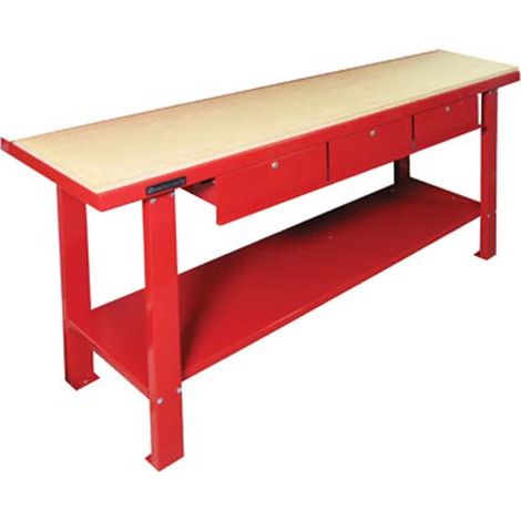 Établi 200 cm avec plateau MDF et 3 tiroirs MW Tools DER2000W