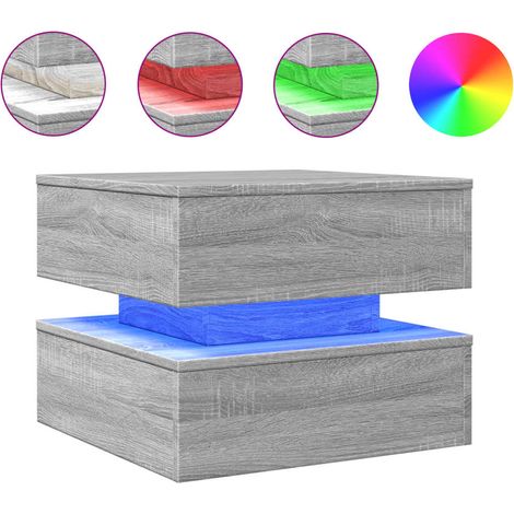 Maison Exclusive - Couchtisch mit LED-Leuchten Grau Sonoma 50x50x