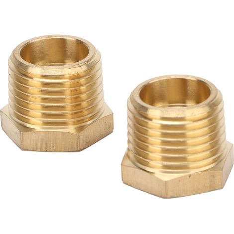 Lot de 2 douilles réductrices hexagonales en laiton, adaptateur de tuyau 1/2 NPT mâle vers 1/4 NPT femelle, accessoires automobiles (1/5)