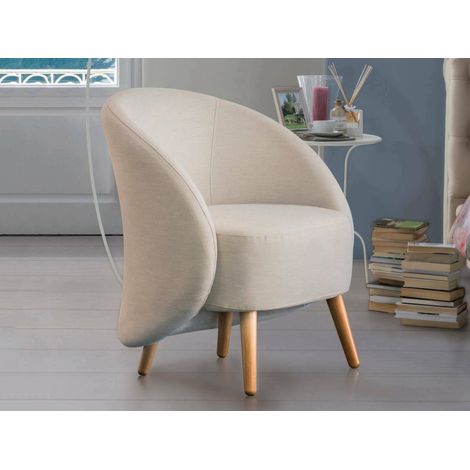 Talamo Italia Poltrona Annarella, Poltrona di design da salotto, 100% Made in Italy, Poltroncina relax in tessuto imbottito, Cm 70x60h80, Tortora, con imballo rinforzato (1/4)
