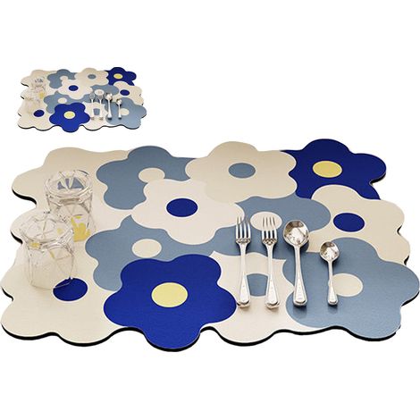 Tappetino asciugapiatti da appoggio per cucina, fresco, carino, elegante, resistente al calore, assorbente, per piatti, blu e bianco, 30 x 40 cm. (1/5)