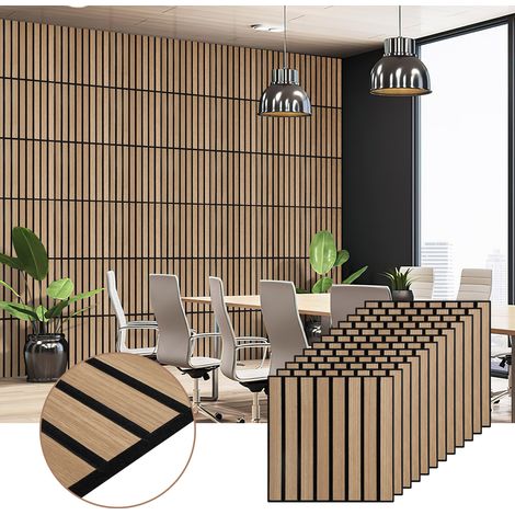 Wolketon Pannelli fonoassorbenti adesivi, set da 12 effetto legno 30 x 30 x 1 cm rovere bianco, feltro decorativo da parete (1/5)