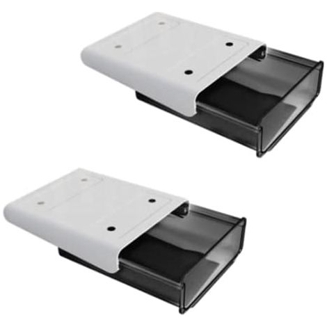 CSPARKV - Caja de almacenamiento oculta debajo del escritorio, 20 x 17 x 7,2 cm, 2 unidades, con cajón de escritorio, organizador autoadhesivo de gran capacidad, adecuado para el hogar, la oficina y l