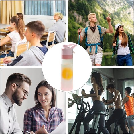 Borraccia con funzione spray – Borraccia sportiva – Borraccia con funzione spray – Nebbia rinfrescante – A prova di perdite – Robusta e leggera – Per palestra, scuola e viaggi – Rosa – 650 ml (1/5)