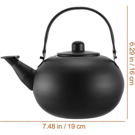 Bouilloire en acier inoxydable noir compatible avec l'eau bouillante. Bouilloire domestique (1/4)