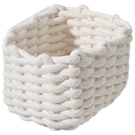 19 x 15 x 12 cm Panier de rangement en coton : panier tressé, paniers pour le rangement de petits articles ménagers Panier de rangement carré pour chambre de bébé, chambre à coucher (1/5)