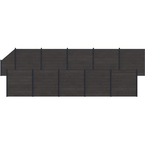 Panel de valla 11 pcs WPC y Aluminio Negro vidaXL