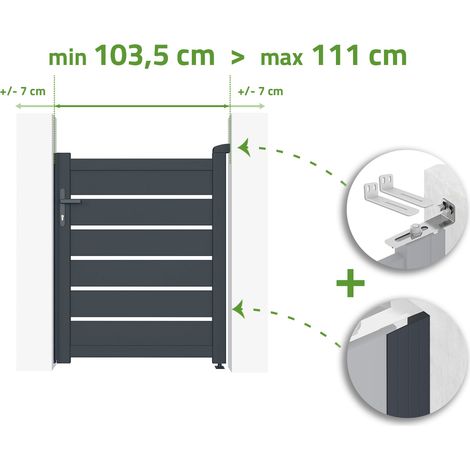 Portillon ajustable en largeur VOGEL 1m H.120cm Aluminium Gris Anthracite (1/4)