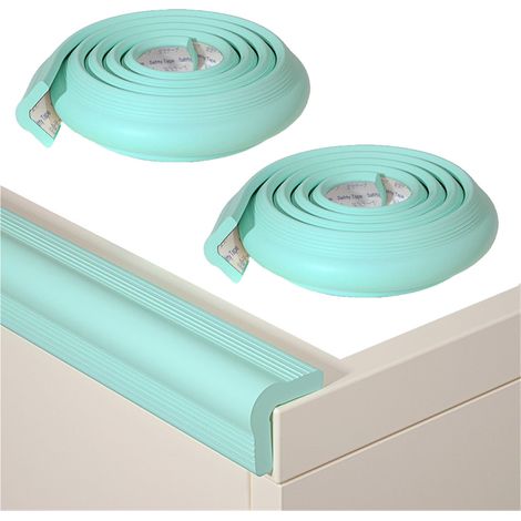 Lot de 2 bandes adhésives anti-collision pour meubles, haute élasticité, pour bords de table, protection contre les chocs et les coups, 2m, vert clair