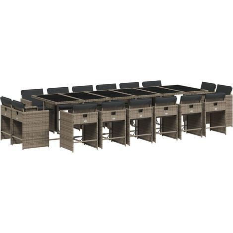 Maison Exclusive - Set comedor de jardín 17 pzas y cojines ratán (1/5)