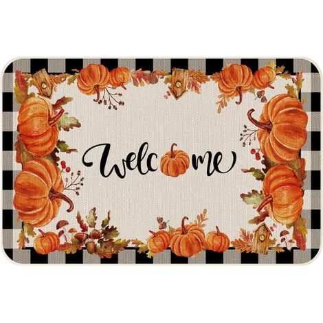 Tapis de cuisine Halloween – Tapis de sol antidérapants style ferme pour salle de bain, décoration intérieure, tapis de fête citrouille – Compatibles avec les thèmes d'Halloween (1/4)